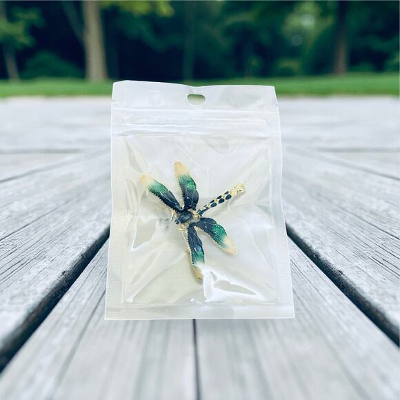Dragonfly Green & Blue Brooch - Picture 4 of 5